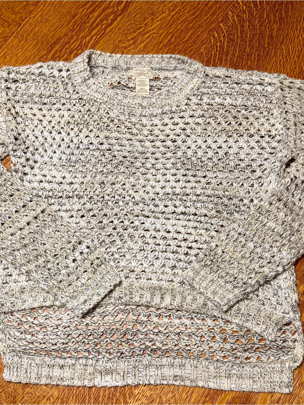 Light Gray Open-Knit Women’s Sweater - Brand: Eyelash Contour